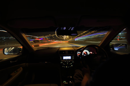 motion blur  of the vehicle and light