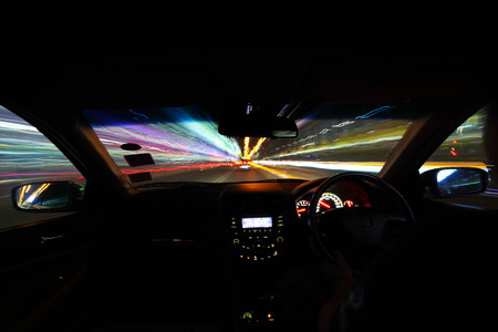 motion blur  of the vehicle and light