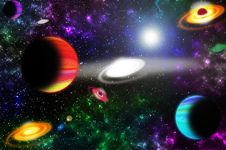 Space, light and interstellar star and nebulae Concept.の写真素材