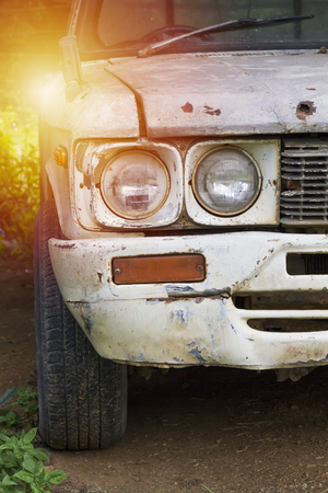 old car and sun lightの写真素材