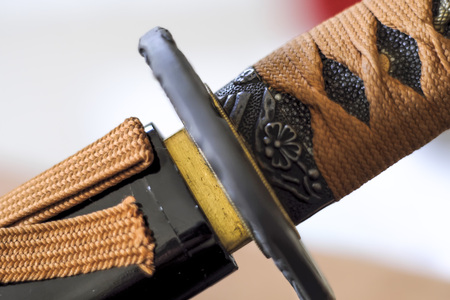 Close up of the pattern of the katana handle.の写真素材