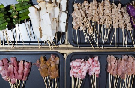 The food that was skewed waiting to be made Meat and vegetablesの写真素材