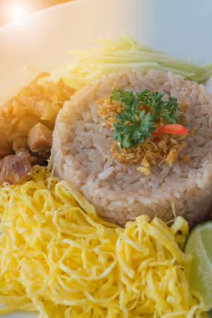 Rice with shrimp paste, food of Thailandの写真素材