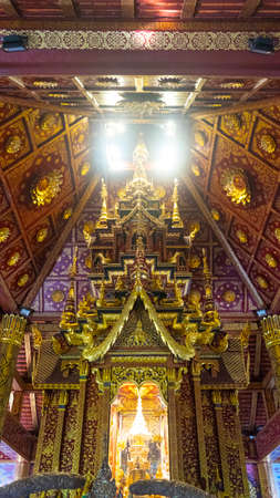 Inside the temple where Buddha images and bones of many famous guru monks are kept.の写真素材