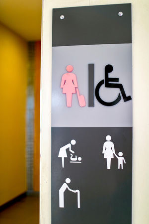 Restroom female and cripple public sing bathroom at airport,Thailandの写真素材