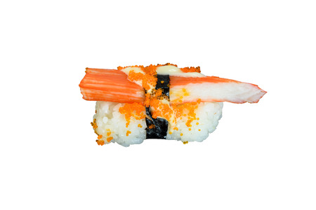 crab stick sushi isolated onwhite with clipping pathの写真素材