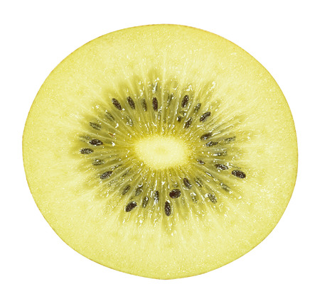 golden kiwi fruit isolated on white with clipping pathの写真素材