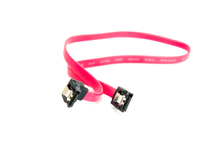 sata data cable on white backgroundの写真素材