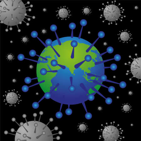 virus around the world dead end world  surround by virus covid-19 corona virus infect concept for infection can not controlのイラスト素材