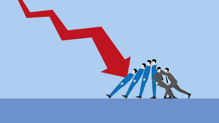 A minimal style of a red down graph of the financial crisis, economic downturn, inflation,...