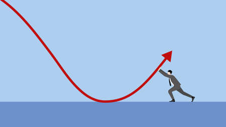 A minimal style of a red down graph of the financial crisis, economic downturn, inflation, recession...