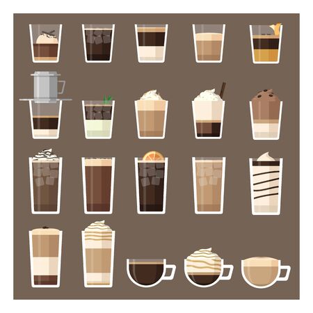 Pretty much all the types of coffee drink, These for coffee lovers.のイラスト素材
