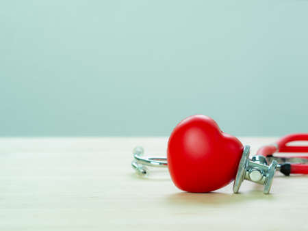 Red heart with stethoscope, heart health, heart disease, health insurance concept, world health day, doctor days.の写真素材