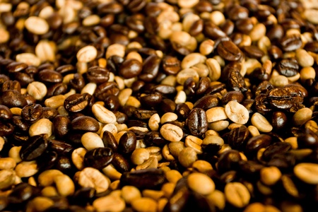 Coffee beans background texture, closeupの写真素材