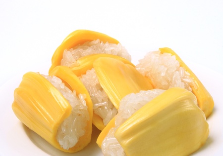 native Thai style dessert, sticky rice in jack fruit