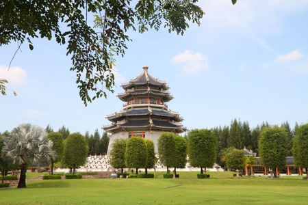 Chinese garden in the chinese temple. 