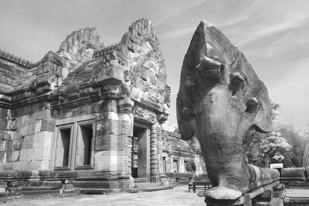 Snake statue in Phanom Roonk ancient castle, historical park at Buriram province Thailand.の写真素材