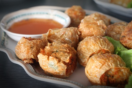 Deep-fried crab meat and minced pork in crab shell,Chinese food