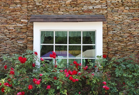 White wooden vintage window of the houseの写真素材