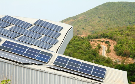 Solar panel with blue sky 
