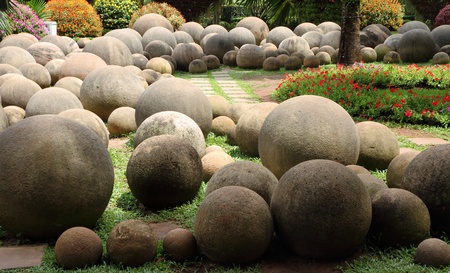 Pebble stone in the tropical garden ,Thailand の写真素材