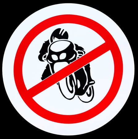 No motorcycle sign, no bikes allowed prohibition zone warning signageの写真素材