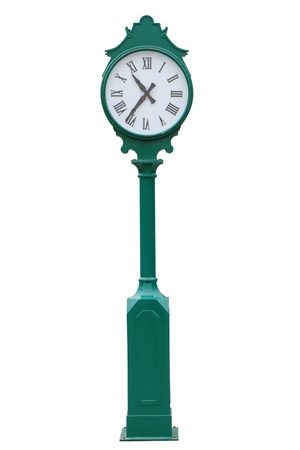An old exterior clock isolated over white background の写真素材
