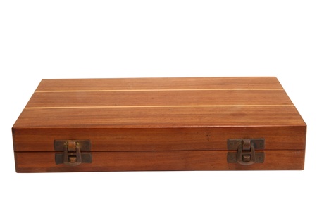 Vintage wooden box isolated on white background の写真素材