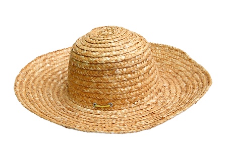 straw hat isolated over white backgroundの写真素材