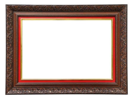 Old style wooden photo frame over white background, clipping path の写真素材