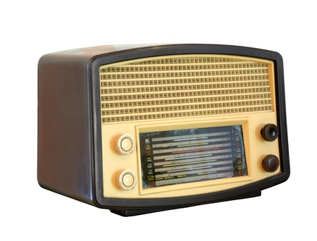 Vintage radio isolated over white background, clipping path の写真素材