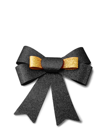 Gold and black ribbon isolated on white background, clipping path.の写真素材