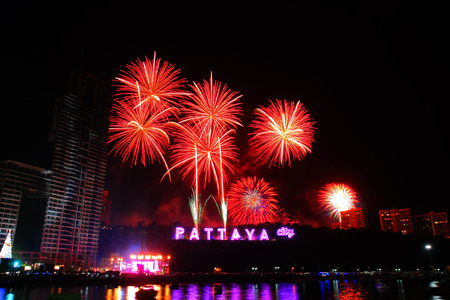 PATTAYA, THAILAND - Countdown 2015 , January 1, 2015 in Balihy foreland , South Pattaya, Pattaya City Chonburi, Thailand.のeditorial素材