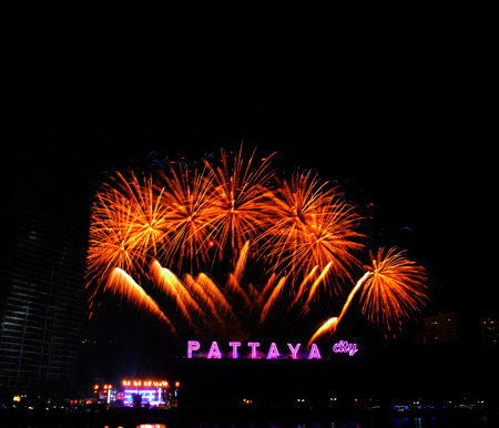 PATTAYA, THAILAND - Countdown 2015 , January 1, 2015 in Balihy foreland , South Pattaya, Pattaya City Chonburi, Thailand.のeditorial素材