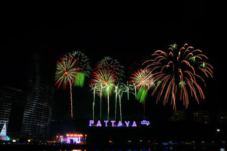 PATTAYA, THAILAND - Countdown 2015 , January 1, 2015 in Balihy foreland , South Pattaya, Pattaya City Chonburi, Thailand.のeditorial素材