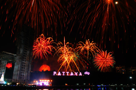 PATTAYA, THAILAND - Countdown 2015 , January 1, 2015 in Balihy foreland , South Pattaya, Pattaya City Chonburi, Thailand.のeditorial素材