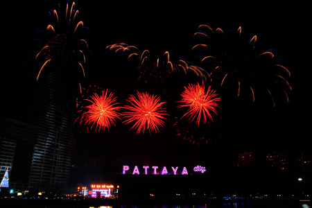 PATTAYA, THAILAND - Countdown 2015 , January 1, 2015 in Balihy foreland , South Pattaya, Pattaya City Chonburi, Thailand.のeditorial素材