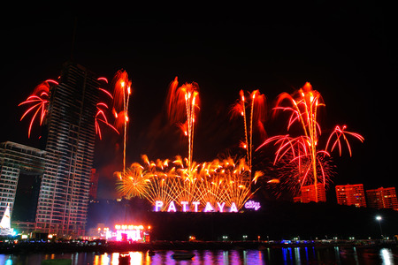 PATTAYA, THAILAND - Countdown 2015 , January 1, 2015 in Balihy foreland , South Pattaya, Pattaya City Chonburi, Thailand.のeditorial素材