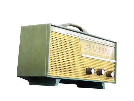 Old radio isolated over white background, clipping pathの写真素材
