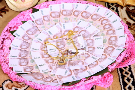Thai wedding bride price in Thai wedding ceremony.の写真素材