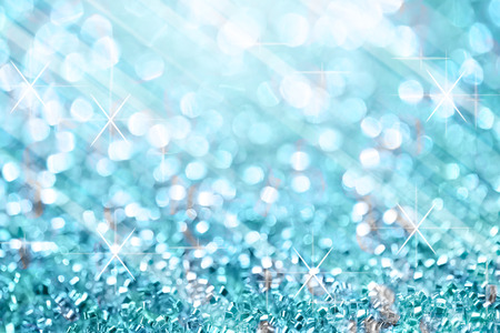 Blue lights festive blurry and star on white bokeh abstract christmas twinkled bright background.の写真素材