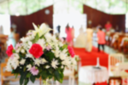 Abstract blurred of wedding ceremony background image for design and other.の写真素材