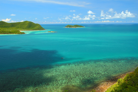 Viewpoint and beautiful blue seascape at Chonburi province, Gulf of Thailand.の写真素材