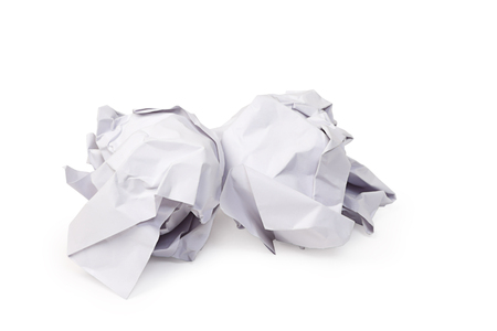 White paper rubbish isolated on white background, clipping path.の写真素材