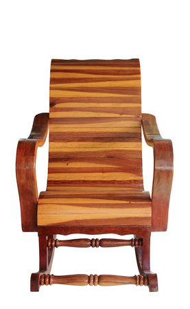 Wooden rocking chair isolated on white backgroundの写真素材