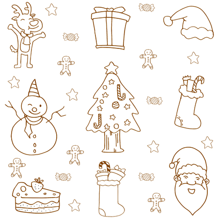 Doodle of christmas flat hand drawのイラスト素材