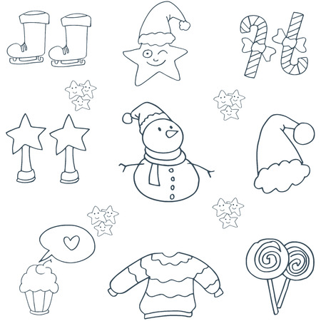 Doodle of object christmas hand draw  artのイラスト素材