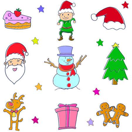 Christmas doodle set art collection stockのイラスト素材