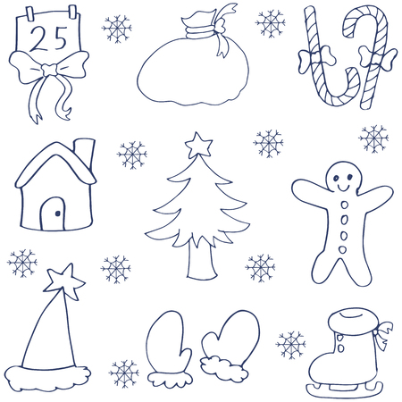Doodle of hand draw christmas setのイラスト素材