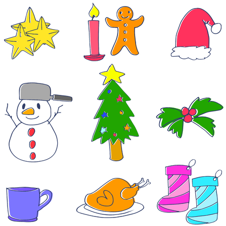 Doodle of christmas object art illustrationのイラスト素材